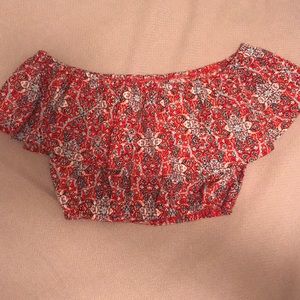 Beautiful red patterned ruffle crop top